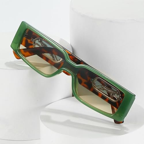 Lunettes de soleil rectangle en métal pour femme style vintage chic - 3