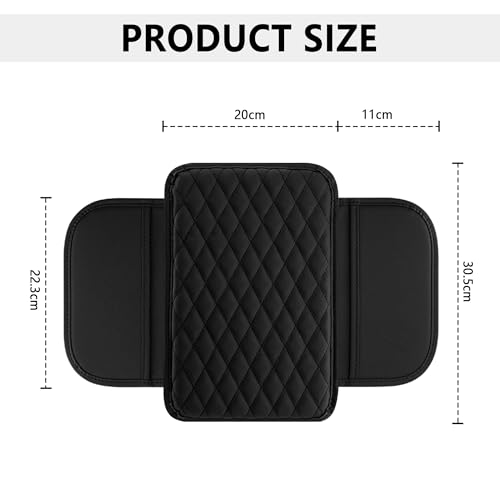 Image of Upgraded Car Armrest Cover, Microfiber Leather Arm Rest for Car Cushion with 2 Pocket Car Organizer, Universal Car Interior Accessories for Cars SUV Trucks (Black)
