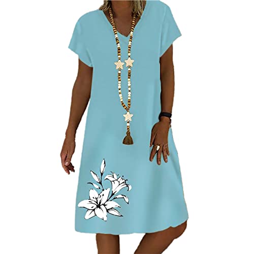 Robe décontractée avec beau motif floral - Bleu clair - Taille L Cover
