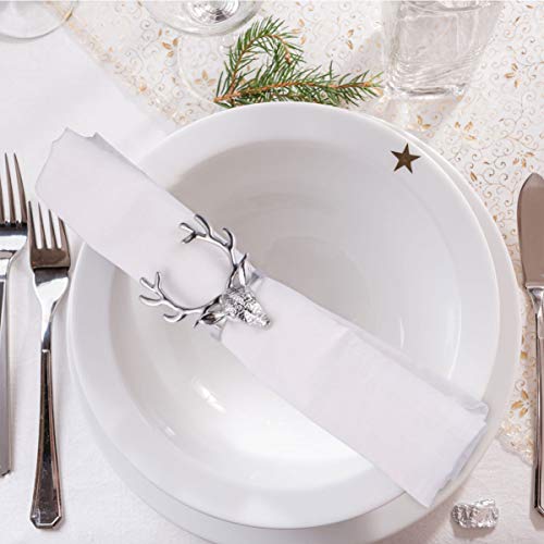 Amosfun 4 Stück Silber Hirsch Serviettenringe Weihnachtsserviettenringe Halter Serviettenringe für Weihnachten… - Image 3
