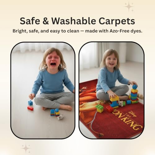 Image of Athom Living Disney Lion King Runner Carpet 2x4.5 Ft, Soft Printed Mat with Anti-Skid Backing, Durable Washable Runner for Kids Bedroom, Play Area & Playroom Decor