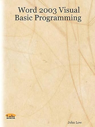 Word 2003 Visual Basic Programming: 9781411624177: Computer Science ...