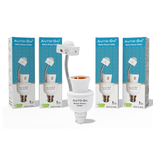 Image of Auto-ON Motion Sensor Bulb Holder (Converts Any Bulb to Automatic) (Electricity Saver) (No Day /Night Sensing) (One Year Waranty)- Pack of 4