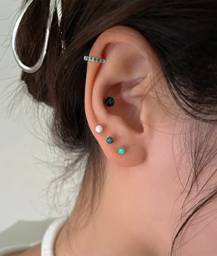 2mm Opal Stud Earrings Sterling Silver 925 Colorful Stone Tiny Ball Cartilage Earrings Tragus Studs Piercing Barbell Mini Small Earrings Dainty Jewelry for Women Girls Sensitive Ears3