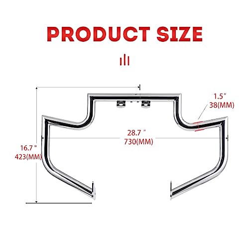 Gamyipp 1.5" Fat Crash Bar Engine Guard Highway Freeway Bar For Honda Vt1300 Interstate Sabre Stateline 1300 (Silver) #TOP4