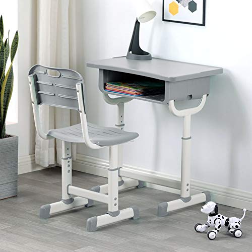 Preisvergleich Produktbild DNNAL Kinder Schreibtisch und Stuhl Set, Höhenverstellbarer Kinderschreibtisch Schülerschreibtisch mit Bücherständer und Schublade