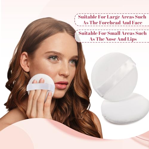 simarro 6 Stück Runde Powder Puff, 6.5 cm Makeup Puderquaste Baumwoll Gesicht Schwämmchen Nass- und Trockengebrauch Runde Puderquaste für Loses Puder Gepresstes Pulver Rouge Kissen Applikator(Weiß)