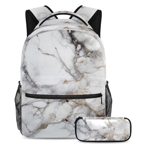 Sac à dos marbre 2 pièces au motif texturé unique et grand volume L