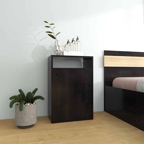 Image of DF2H Bedside Table | 1 Year Warranty | Contemporary & Slim Bedside Table, EMI, Side Table Nightstand Wenge Colour (Melamine Finish)