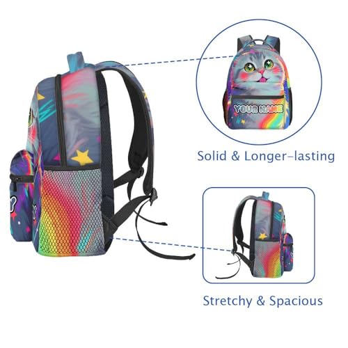 Custom Backpack for School Girls & Boys - Cute Animal 17 Inches Big Bookbag for Student & Kids 8-12 in Kindergartens & Primary, Heavyduty & Personalized Schoolbag (American Shorthair Style)2