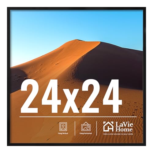 LaVie Home 24x24 Picture Frame for Wall Display, 24x24 Square Picture Frame with HD Plexiglas, 24 x 24 Poster Frame 1 Pack, Display Frame for Vertical or Horizontal, Black Classic Collection