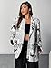 WDIRARA Women's Plus Size Newspaper Print Blazer Lapel Button Padded Shoulder Funky Blazer Jacket Outerwear Multicolor 0XL