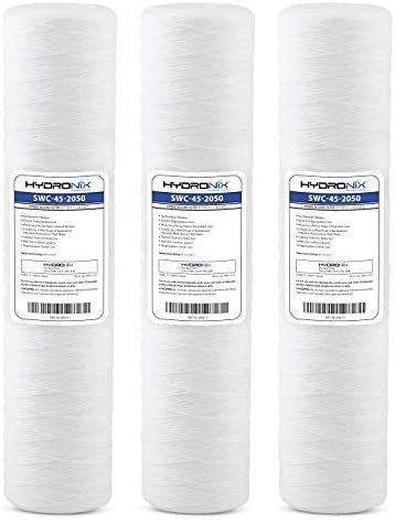 Hydronix HX-SWC-45-2050/3 String Wound Water Filter Cartridge For Whole House, Well, Commercial 4.5" x 20", 50 Micron 3 Pack, White image 2
