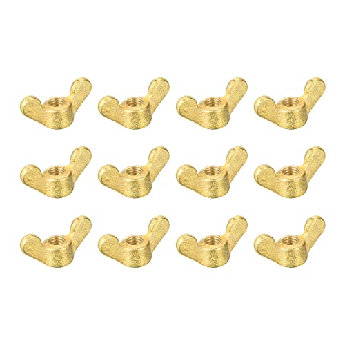 sourcing map Brass Wing Nuts, M6 Butterfly Nut Hand Twist Tighten Fasteners for Furniture, Machinery, Electronic Equipment, 12Pcs