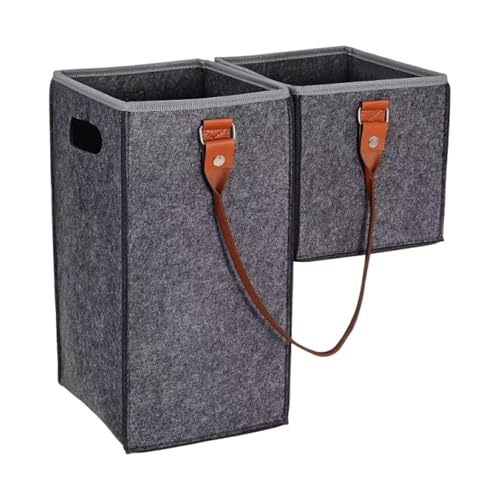 Cesta de Almacenamiento en Fieltro para escaleras, Dimensiones de 44,5 x 24 x 43 cm y diseño portátil, Gris, Individual