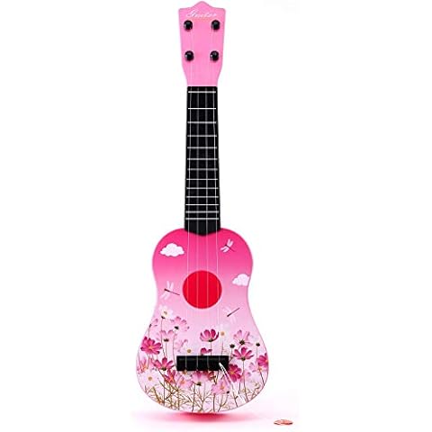 Rexco 21'' Childrens Kids Plastic Acoustic Guitar Musical Instrument Childs Beginners Toy Xmas Gift Pink Cover