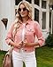Vetinee Women Jacket Shacket For Women Womens Denim Jacket Womens Shacket Jacket Pink Cropped Jacket Pink X-Large Size 16 Size 18