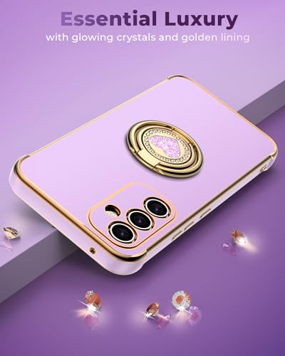 Image of XYZ for Galaxy S23 FE Case with Stand, Samsung S23 FE Case with Double Ring, Women Girls Bling Luxury Phone Case for Samsung Galaxy S23 FE, Purple