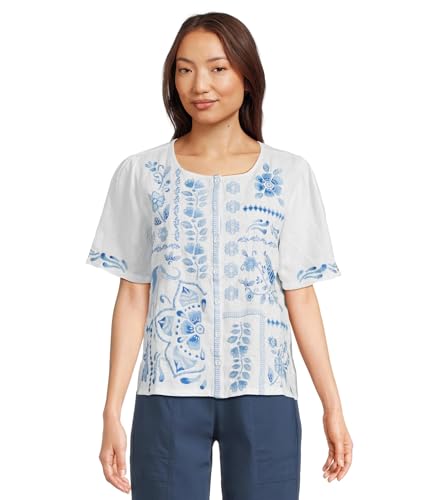 Amazon.com: Johnny Was Womens Linen Flutter Sleeve Blouse- Yadira