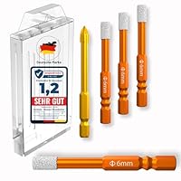 Bachsam® Diamantbohrer Set (4 Stück) 6mm Fliesenbohrer Glasbohrer Keramikbohrer Porzellanbohrer Feinsteinzeugbohrer Granitbohrer – Bohrkrone Fliesen mit Sechskantschaft. (6mm Diamantbohrer)
