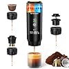 6-in-1 Portable Electric Espresso Machine–20Bar Self‑Heating camping coffee maker with 7500mA Battery,Display,compatible with Large/Small Capsules&Coffee Powder for Travel,Camping(Midnight Black)
