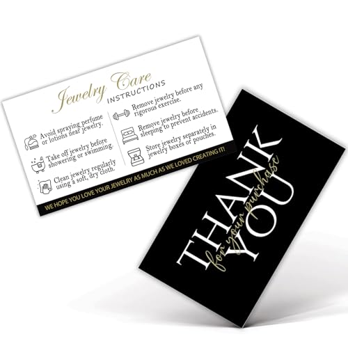 200 Pack Jewelry Care Instructions Cards Jewelry Guide Card 3.5