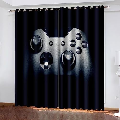 Gamer Curtains for Boys Bedroom Kids Gamer Room Decor Curtain Teens Video Gamepad Thermal Insulated Darkening Room Curtains with Grommets 2 Panels Room Game Home Window Treatments Set 38×45 Inch