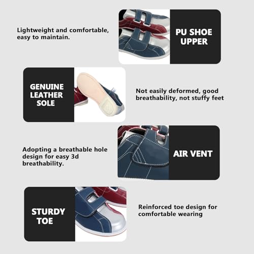 Buhelyc Classic Bowling Shoes Sliding Sole Bowling Training Shoes Men Women Casual Shoes for Beginner (Size:7,Color:Shoe Laces)3