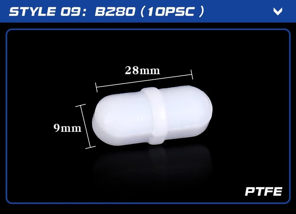 PTFE Magnetic Stirrer Bars 10 Pack Assorted Sizes for Lab Use | Chemical resistant PTFE stir bars, seamless devise,(B280(D9xL28mm))