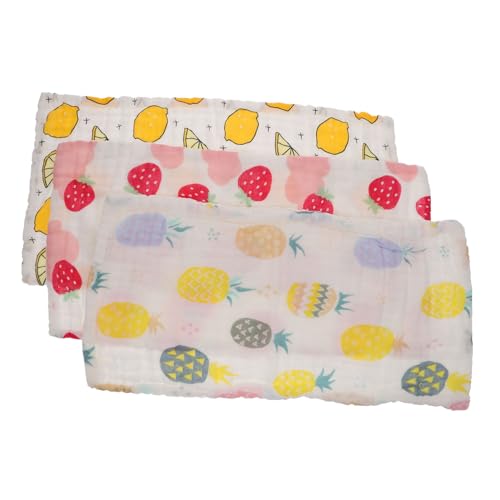 BESPORTBLE 3Pcs Washcloths Soft Cotton Burp Cloths for Newborns Multi Functional Face Towels Quick Absorbent Drool Towels Pineapple Lemon Strawberry