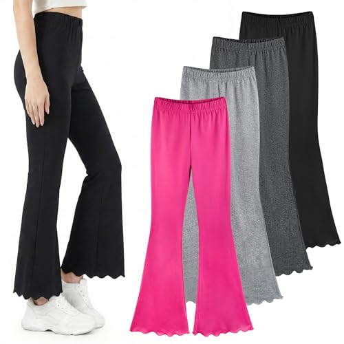 Image of ZukoCert Girls Flare Leggings, Mid Waist Bell Bottom Pants for Kids, Kids Flare Pants Size 4-13Y