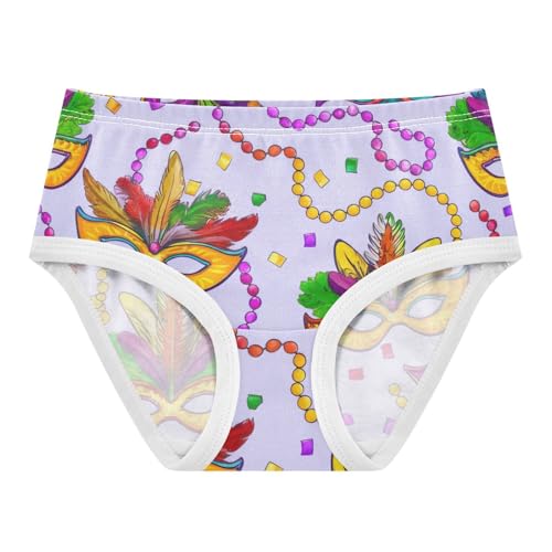 Toddler Girls Underwear 2t Cotton Cute Panties Girl Personalized Kids Undies Briefs Colorful Mardi Gras Masks