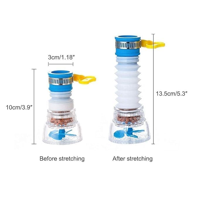 Image of Adjustable Kitchen Faucet Mount Water Saver Nozzle | Flexible Anti-Splash Tap Extender with Shower Spray Regulator | Rotatable Plastic Tap Attachment (Multi color)