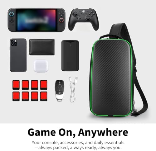 Carbon Fiber Sling Crossbody Bag for Nintendo Switch 2(Matte-Green) — 사진 2