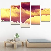 SIGNWIN 5 Panel Canvas Wall Art Modern Art Multicolor Nature Photography Relax/Calm Romantics Waterfall for Home Decorations Ready to Hang - 60