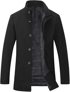 Mens Wool Coat with Gilet Winter Thick Trench Coat Casual Outdoor Warm Peacoat