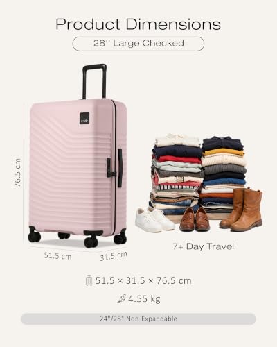 Image of Coolife Luggage, Lightweight PC Hardside Suitcase, Checked-Large 28-Inch