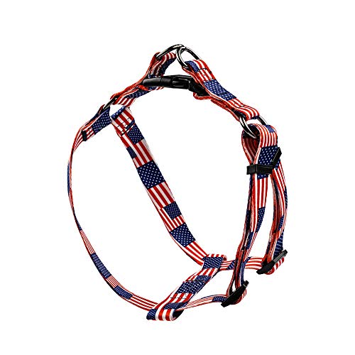 DYAprWu Adjustable Dog Harness Durable Print Harness for Small Medium and Large Dog Great for Dog Sports Training Walking Running (Stars and Stripes, S (Chest Girth 14.2'-19.7'))