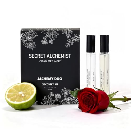 Image of Secret Alchemist Clean Perfume Duo Discovery Set - 10ml x 2 Long Lasting Unisex EDP Gift Set for Women & Men | Floral & Fresh | High Concentration, Travel Size, Day Wear (Rose Oud, Bergamot Nostalgia)