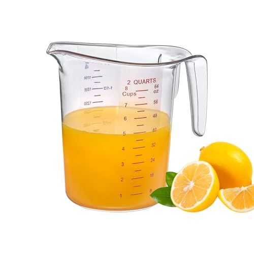Amazing Abby - Melissa - 64-Ounce Plastic Measuring Pitcher (1-Pack), 8-Cup (2-Quart) Food-Grade Measuring Jug, Unbreakable, Stackable, Dishwasher-Safe, Great for Oil, Vinegar, Flour, and More