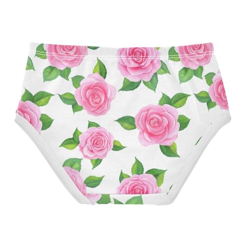 Joisal Toddler Underwear Floral 2t Cotton Panties for Girl Florals Underpants Briefs Roses Green Leaves2