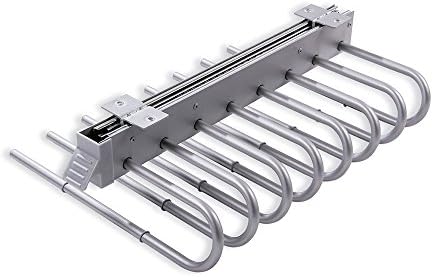 Emuca - Pull out trouser rack for wardrobe, pull out trouser hanger made from steel, left hand assembly, silver grey