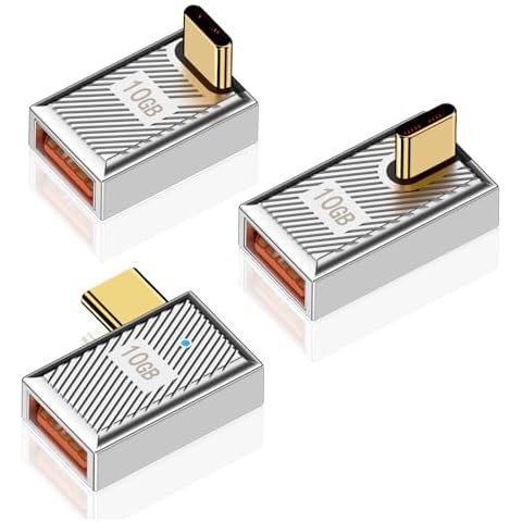 Poyiccot 90 Degree USB C to USB A Adapter 10Gbps, USB C Male to USB A Female Adapter 120W, Right Angle USB C to USB Adapter Zinc Alloy Type C Converter for Mac Book,iPad,Samsung Galaxy, 3Pack Cover