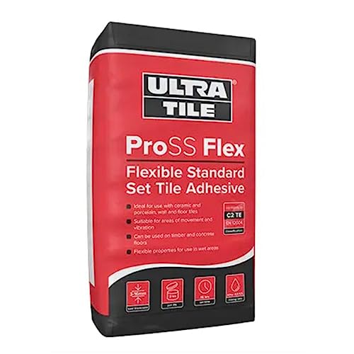 Ultra Tile ProSS Flex Flexible Standard Set Tile Adhesive | Wall & Floor Adhesive | 20 KG Tile Adhesive | White