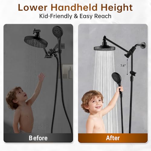 Ensemble de douche double pommeau design avec bras d'extension en métal
