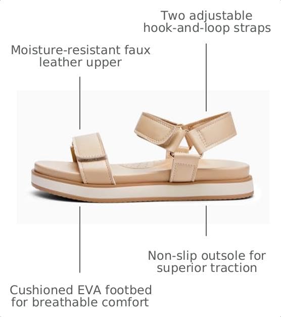 Image of Coutgo Women's Arch Support Adjustable Strap Flat Sandals