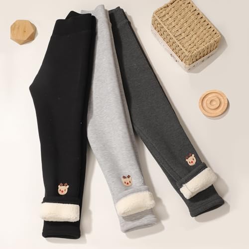 3 Pack Girls Fleece Lined Leggings Kids Winter Thick Warm Pants Fleece Pants Girls2