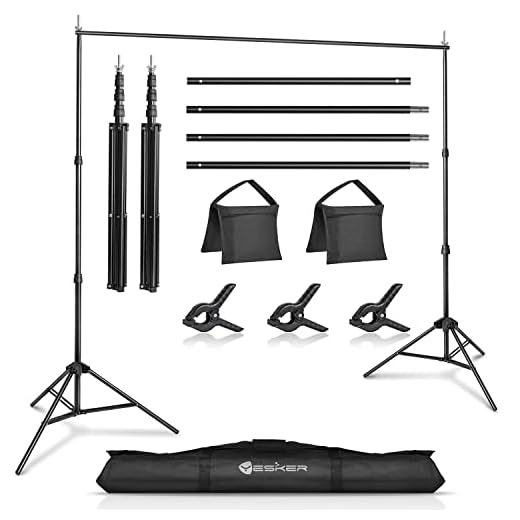 Yesker Photo Video Studio 10ft Adjustable Backdrop Stand, Background Support System Kit with Carry Bag for Photography Studio Parties Wedding