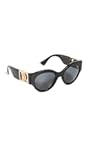 Versace VE 4438B GB1/87 Black Plastic Round Sunglasses Grey Lens