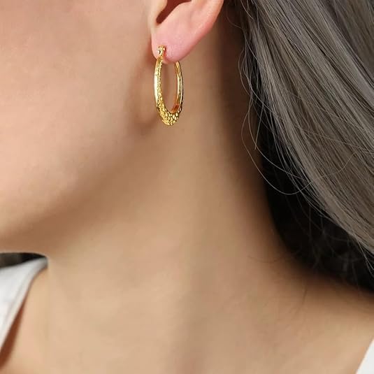 Gold Earrings for Women 14K Gold Hoop Earrings for Women Hoop Earring Rotating Small Ball Design Comfortable Hoops Womens Earring Jewelry Timeless Elegance - Image 2